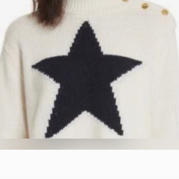 Kate Spade Star Turtleneck Sweater Blue/Cream Size Large NWT - Picture 4 of 10